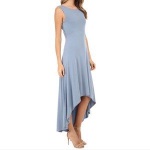 BCBG High Los Fara Blue Twist Open Back Dress - S